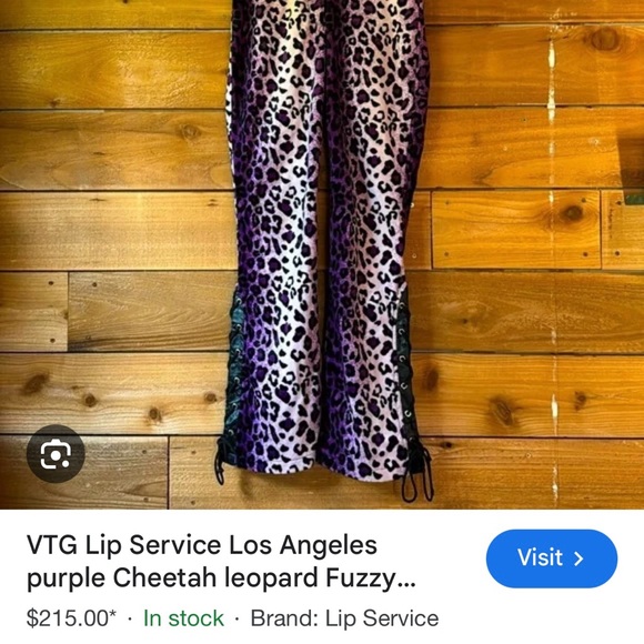 Purple leopard Lip Service velvet pants size 9 vintage Hot Topic lace up flares - Picture 8 of 8
